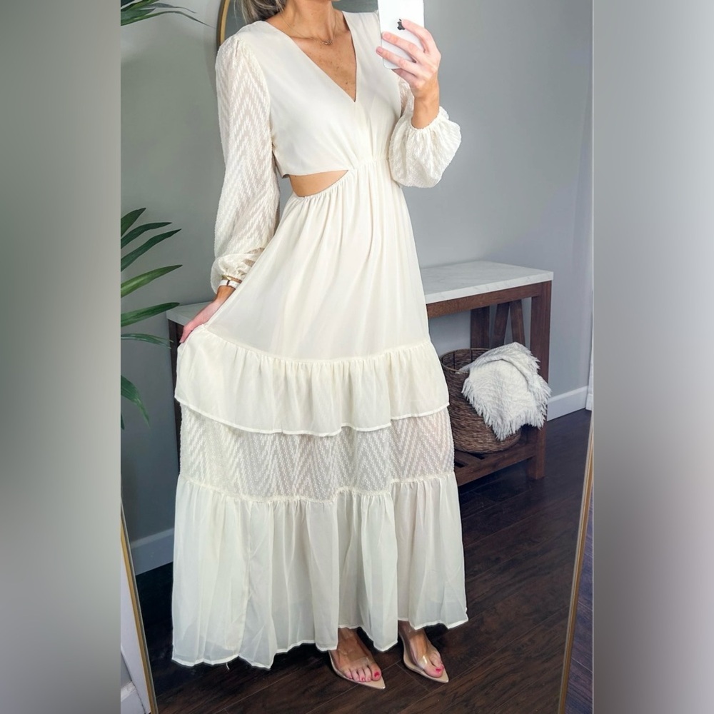 Lovecolette Cream Long Sleeve Women's Dress Sz S